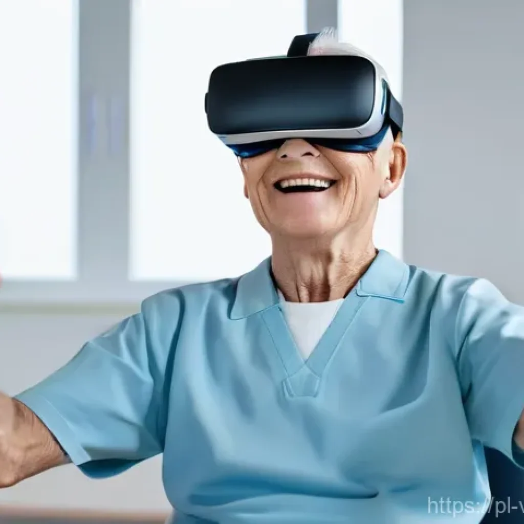 가상현실 재활치료의 스크리닝 프로세스 - **"Elderly Patient Engaged in VR Physiotherapy"**
    A bright, clean, modern rehabilitation clinic....
