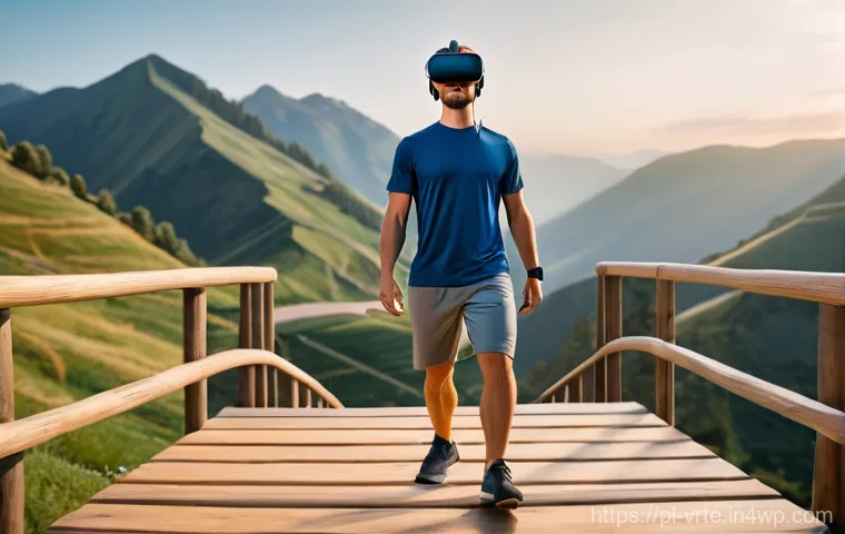 VR 재활치료의 비전 - **Prompt:** A focused elderly man, in his late 70s, wearing neat, casual clothing (like a polo shirt...